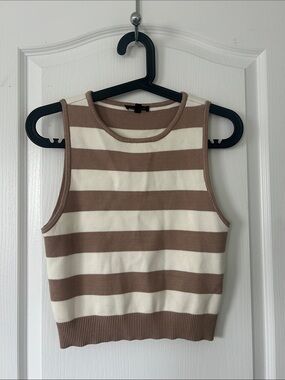 Dynamite Striped Knit Tank - Cream & Tan